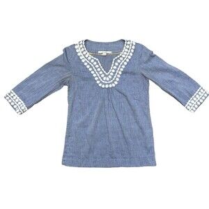 Boden Women's‎ Embroidered Boho Peasant Popover Tunic Blouse Shirt Size 2 UK 6